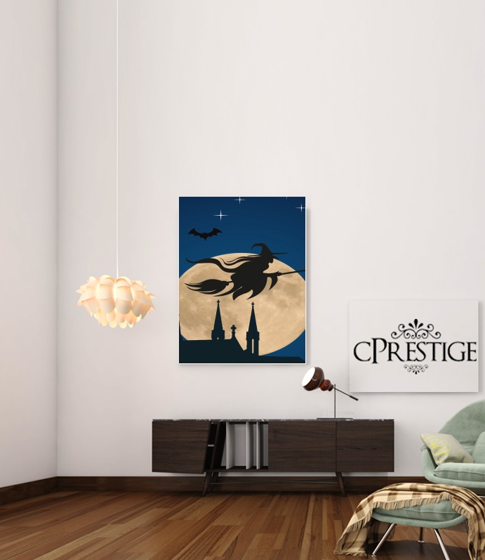 Poster Halloween Moon Background Witch 