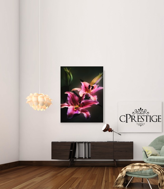 Canvas Painting Pink Stargazer Lily 