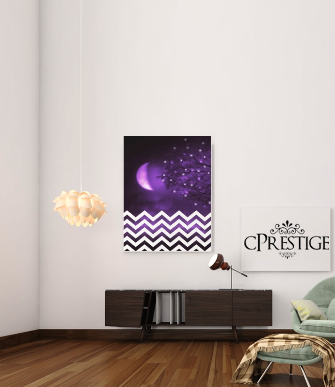 Poster Purple moon chevron 
