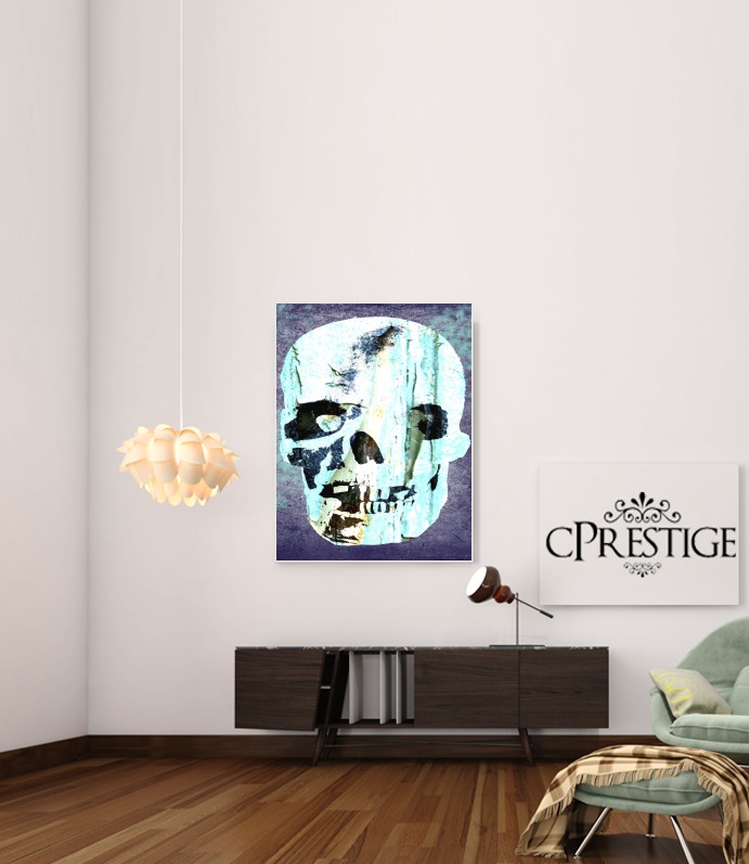 Canvas Vintage Blue Skull 