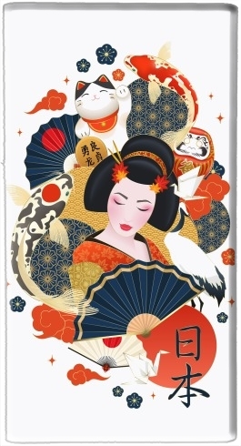 portatile Japanese geisha surrounded with colorful carps 