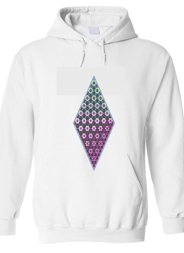 Felpa Abstract bright floral geometric pattern teal pink white 