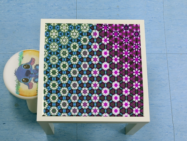 table d'appoint Abstract bright floral geometric pattern teal pink white