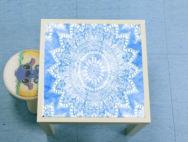 table d'appoint Bohemian Flower Mandala in Blue