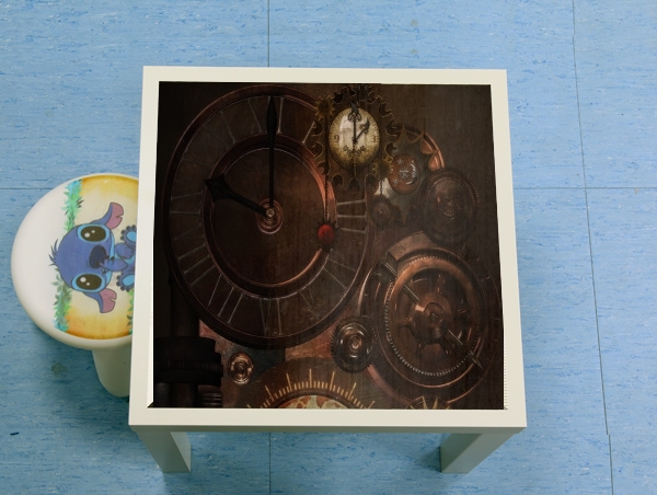 table d'appoint Brown steampunk clocks and gears