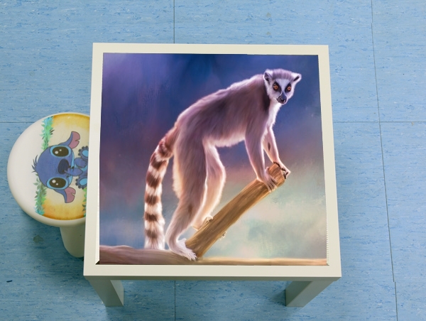 tavolinetto Cute painted Ring-tailed lemur 