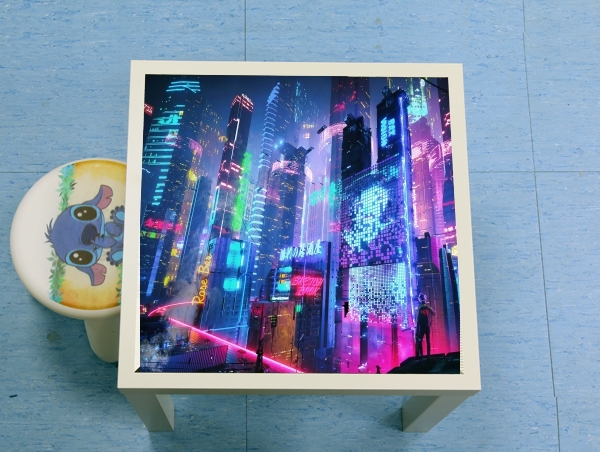 table d'appoint Cyberpunk city night art