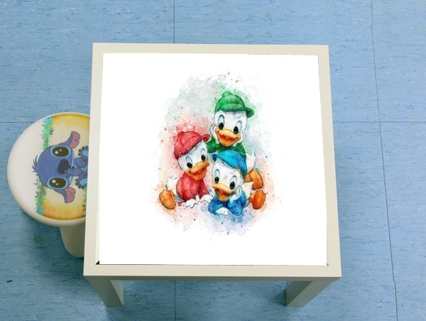 table d'appoint Huey Dewey and Louie watercolor art