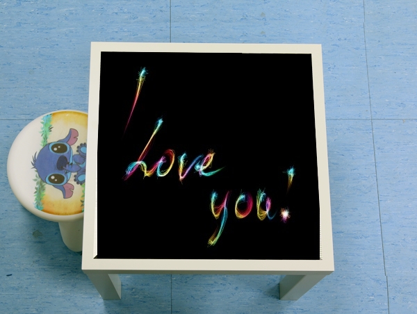 table d'appoint I love you - Rainbow Text
