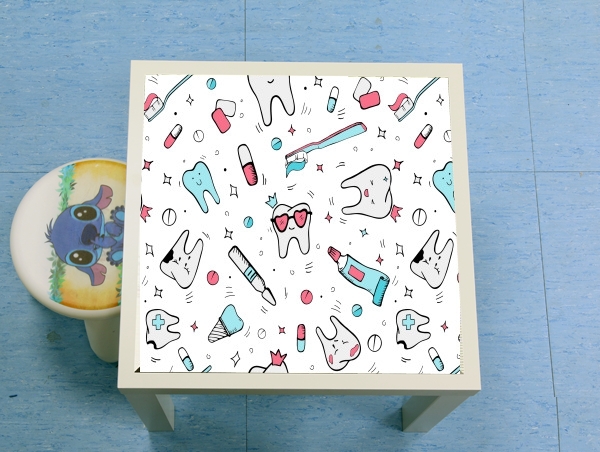 table d'appoint Seamless dental pattern with teeth toothpaste