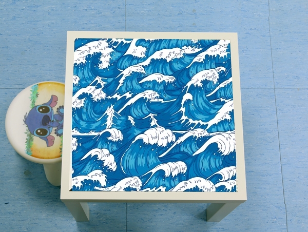 table d'appoint Storm waves seamless pattern ocean