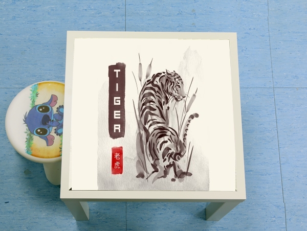 table d'appoint Tiger Japan Watercolor Art