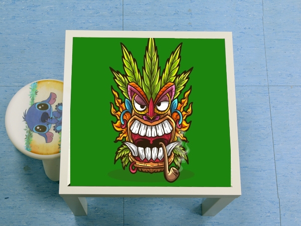 table d'appoint Tiki mask cannabis weed smoking