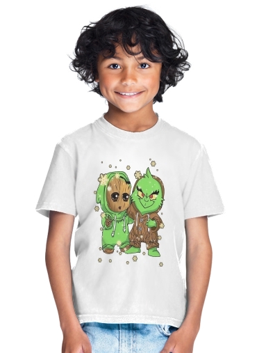 tshirt enfant Baby Groot and Grinch Christmas