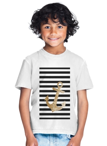 tshirt enfant gold glitter anchor in black