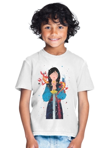 tshirt enfant Mulan Princess Watercolor Decor