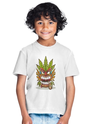 tshirt enfant Tiki mask cannabis weed smoking