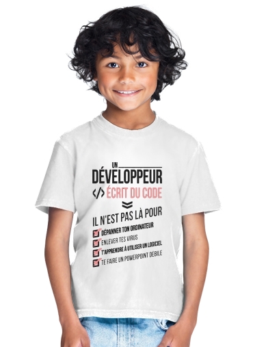 tshirt enfant Un developpeur ecrit du code Stop