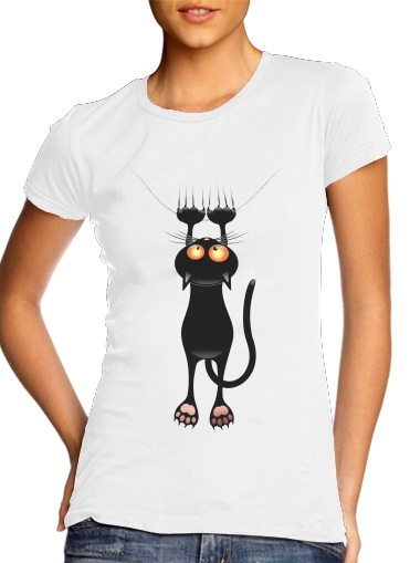 Tshirt Black Cat Cartoon Hang femme
