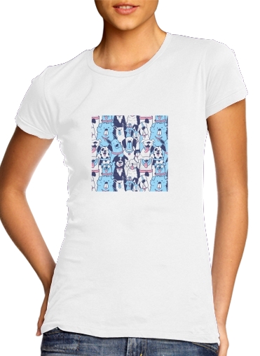 Tshirt Dogs seamless pattern femme