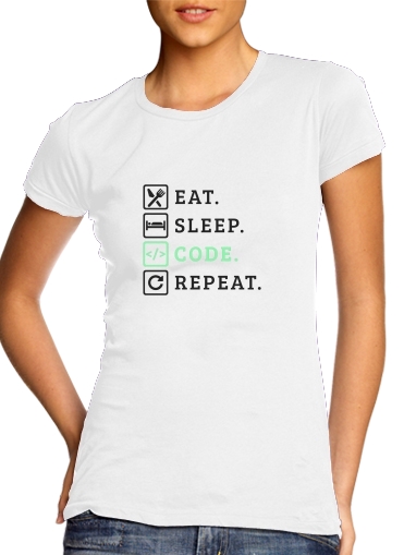 Tshirt Eat Sleep Code Repeat femme