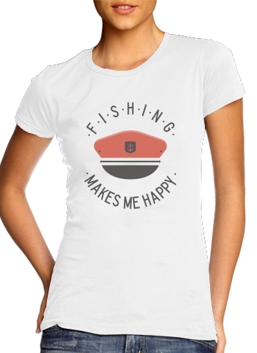 Tshirt Fishing makes me happy femme