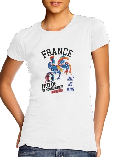 Tshirt France Football Coq Sportif Fier de nos couleurs Allez les bleus femme