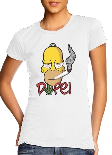 Tshirt Homer Dope Weed Smoking Cannabis femme