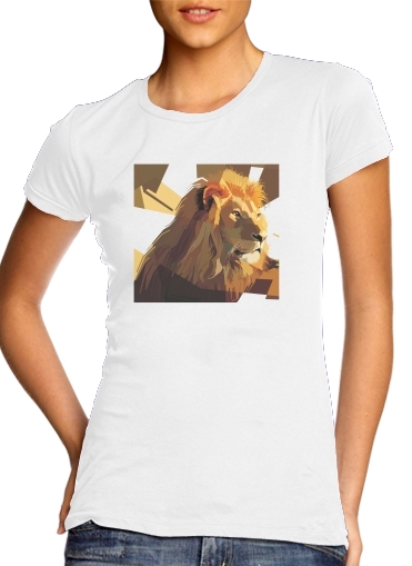 Tshirt Lion Geometric Brown femme