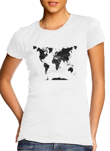 Tshirt mappa del mondo globo femme