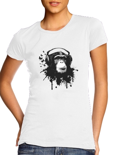 Tshirt Monkey Business - White femme