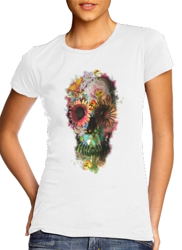 Tshirt Skull Flowers Gardening femme