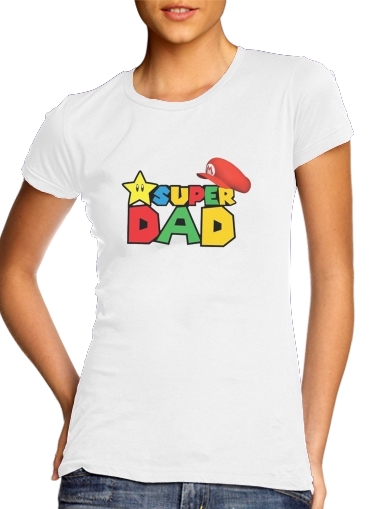 Tshirt Super Dad Mario humour femme