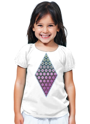 Bambino Abstract bright floral geometric pattern teal pink white 