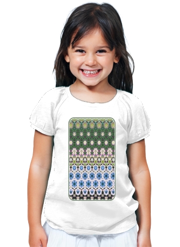 Bambino Abstract ethnic floral stripe pattern white blue green 