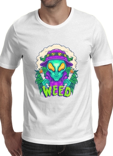 Tshirt Alien smoking cannabis cbd homme