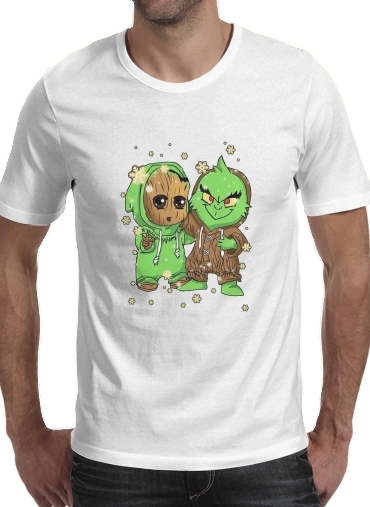 Tshirt Baby Groot and Grinch Christmas homme