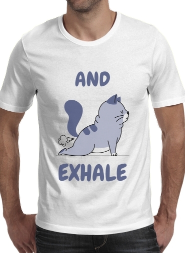 Tshirt Cat Yoga Exhale homme