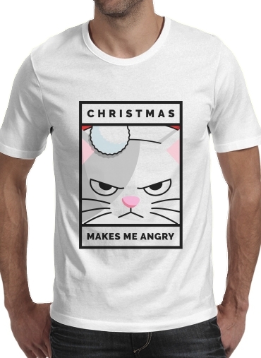 Tshirt Christmas makes me Angry cat homme