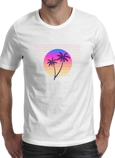 Tshirt Classic retro 80s style tropical sunset homme
