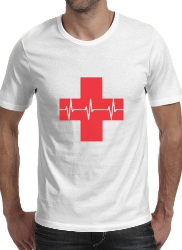 Tshirt Croix de secourisme EKG Heartbeat homme