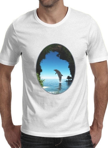 Tshirt Dolphin in a hidden cave homme