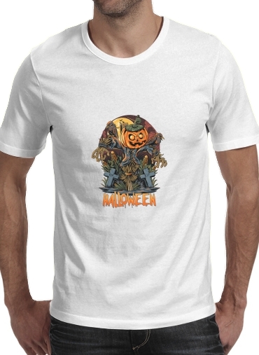 Tshirt Halloween Pumpkin Crow Graveyard homme