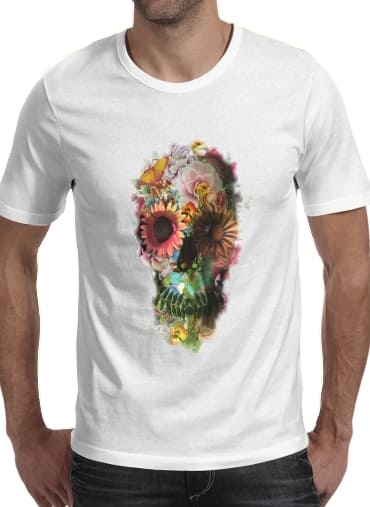 Tshirt Skull Flowers Gardening homme
