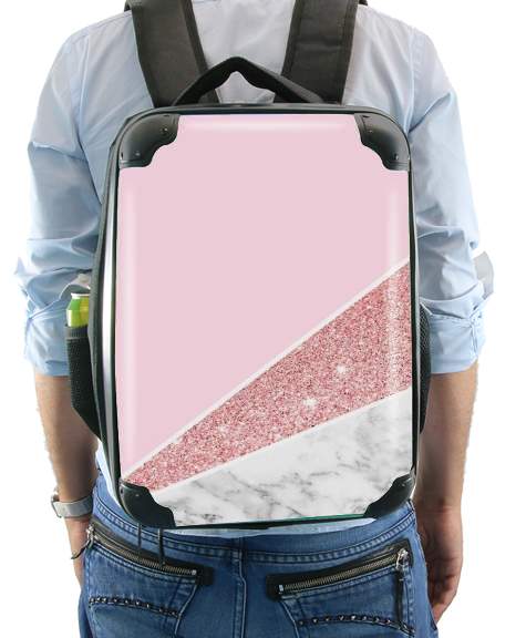 Zaino Initiale Marble and Glitter Pink 