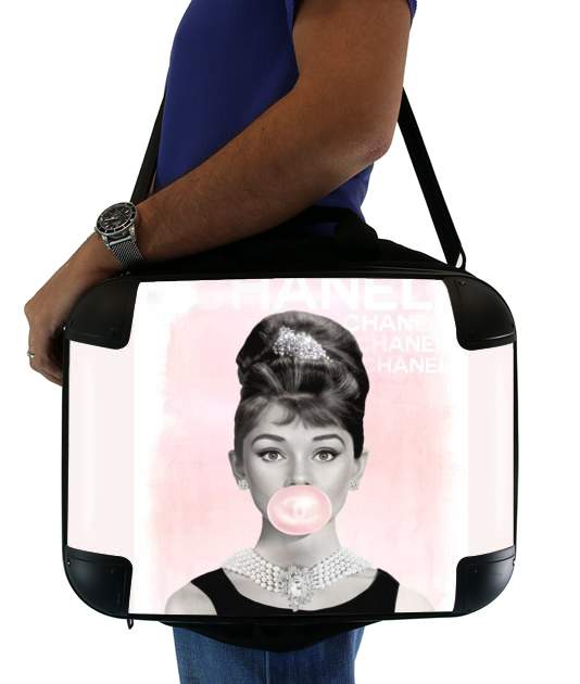 sacoche ordinateur Audrey Hepburn bubblegum