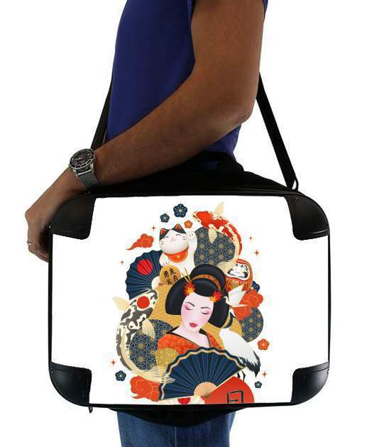 borsa Japanese geisha surrounded with colorful carps 