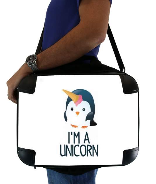sacoche ordinateur Pingouin wants to be unicorn