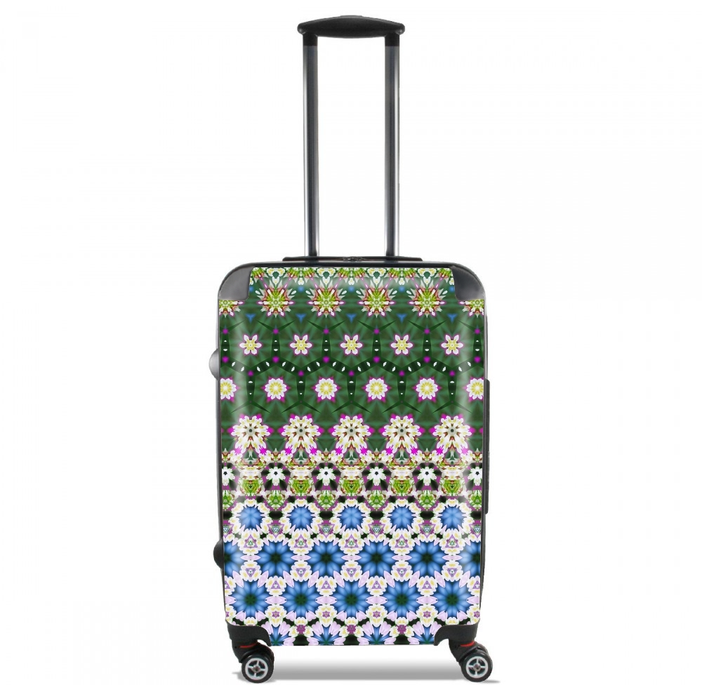 valise Abstract ethnic floral stripe pattern white blue green