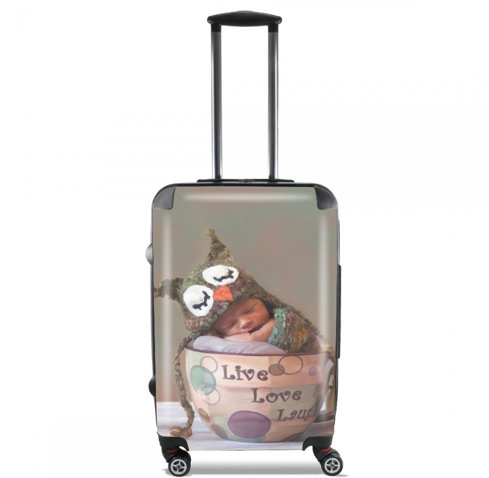 valise Painting Baby With Owl Cap in a Teacup